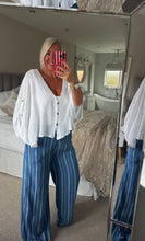 Load image into Gallery viewer, The elasticated Chambray denim pinstripe trousers
