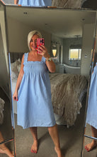 Load image into Gallery viewer, The cotton mix Pinstripe dress with rouched straps
