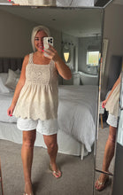 Load image into Gallery viewer, The Bora Bora crochet vest top with shirred back
