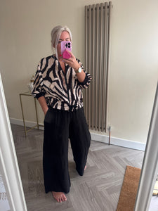 The animal stripe tie waist satin bomber jacket