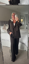 Load image into Gallery viewer, The Sports luxe Blazer trouser suit with detatchable hood
