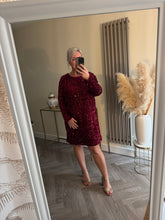 Load image into Gallery viewer, The tiggy tie back velour sequin dress
