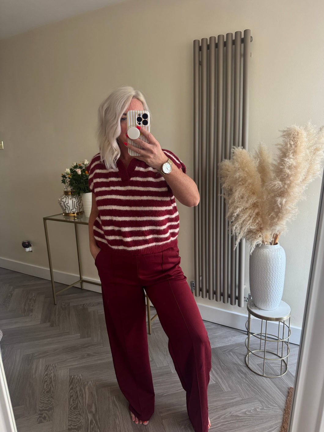 The v neck collared striped tank