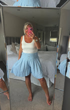 Load image into Gallery viewer, The High waisted shirred linen palazzo shorts with pockets
