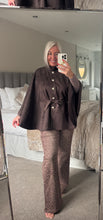 Load image into Gallery viewer, The Megan gold button faux side tie waist cape
