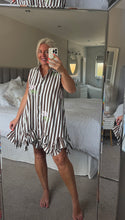 Load image into Gallery viewer, The zeta Otto striped shirt dress with embroidered detailing

