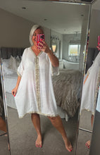 Load image into Gallery viewer, The Ibiza gold trim kaftan
