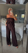Load image into Gallery viewer, The Ibiza peplum halter neck jumpsuit with pockets
