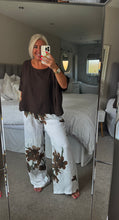 Load image into Gallery viewer, The Bora Bora chocolate flower tie waist linen trousers
