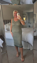 Load image into Gallery viewer, The Bora Bora crochet striped gold shimmer dress

