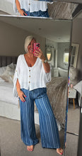 Load image into Gallery viewer, The elasticated Chambray denim pinstripe trousers
