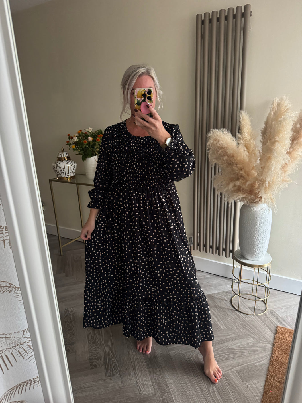 The shirred spotty dress