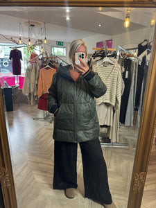 The black label quilted coat in khaki